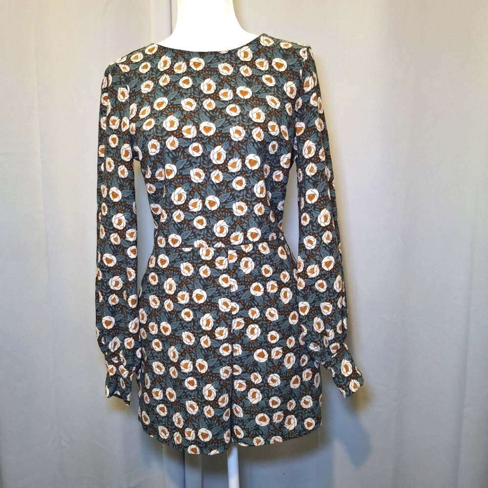 Zara Women Trafaluc Romper/Jumpsuit Long Sleeves  Flowers Green Size M